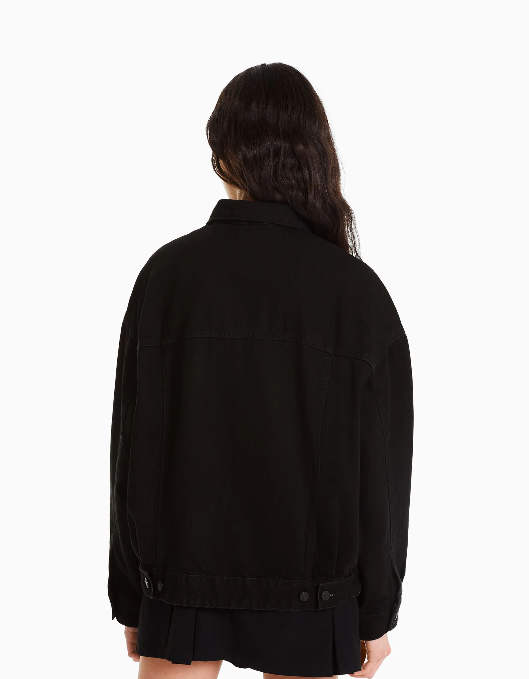 BERSHKA Veste en jean oversize Noir Store