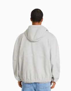 BERSHKA Veste en jean parachute capuche Gris Best Sale