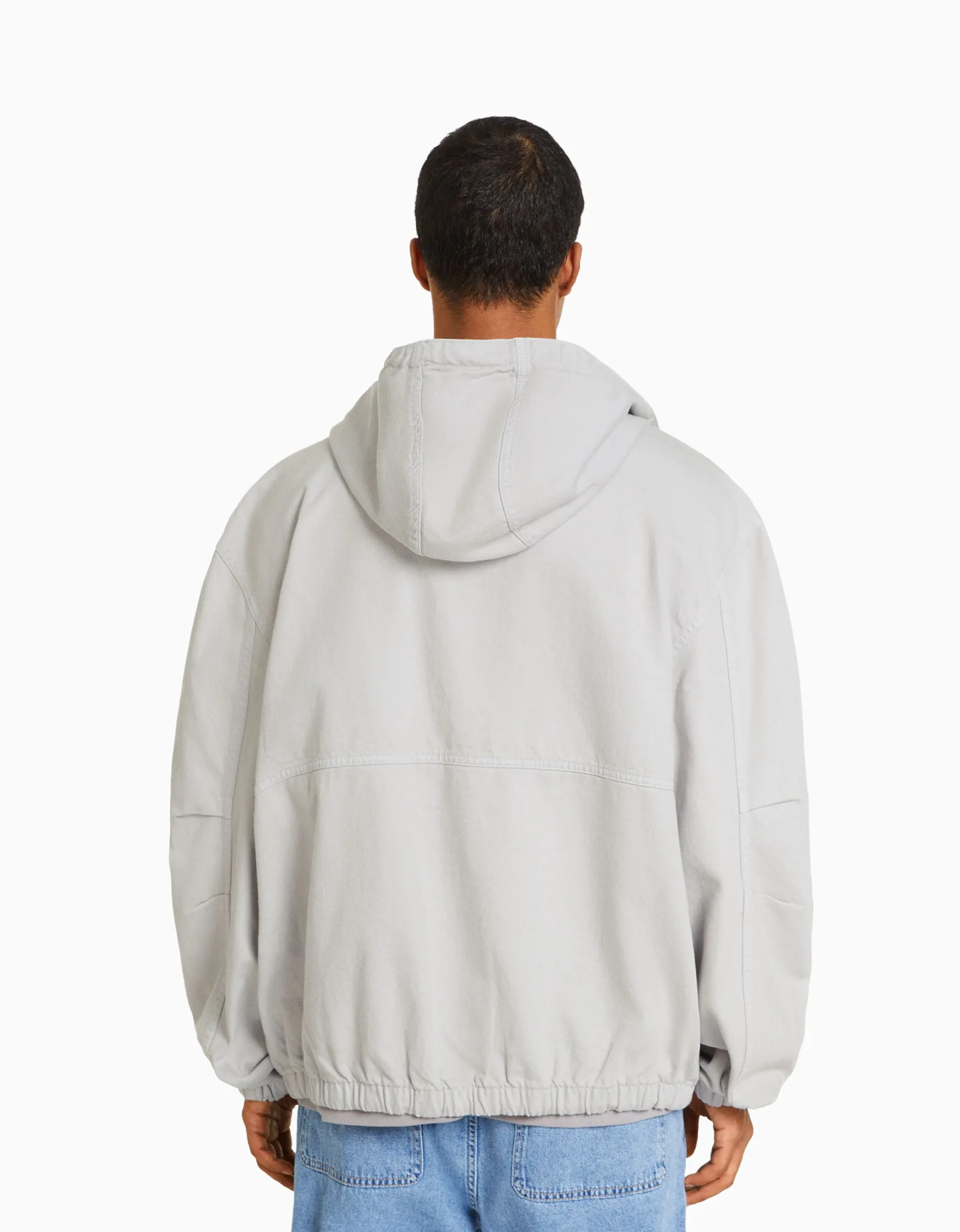 BERSHKA Veste en jean parachute capuche Gris Best Sale
