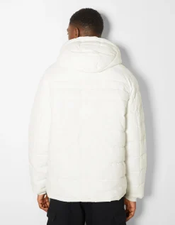 BERSHKA Veste kangourou matelassée Blanc Cheap