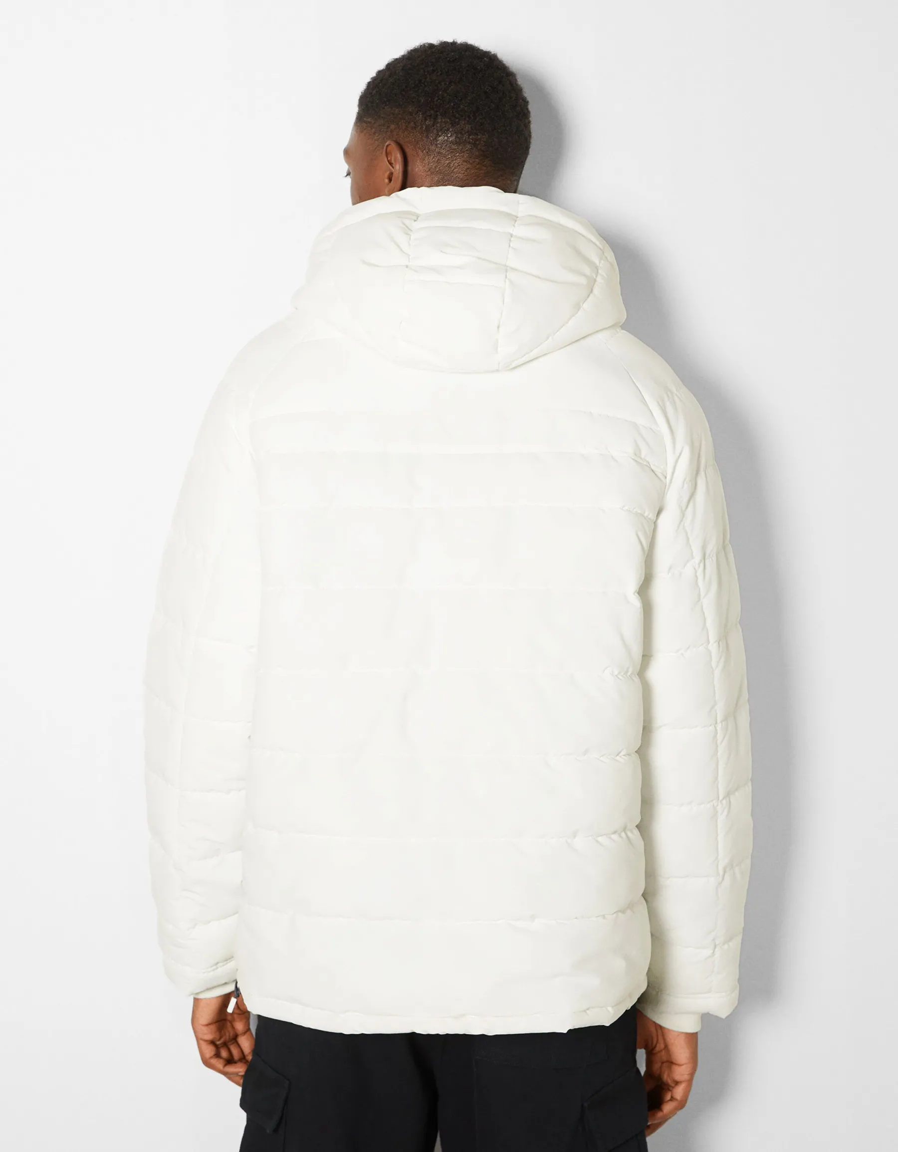 BERSHKA Veste kangourou matelassée Blanc Cheap