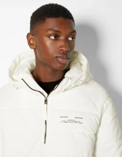 BERSHKA Veste kangourou matelassée Blanc Cheap